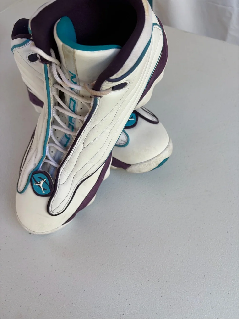 Jordan Men's White Teal and Black Basketball Sneakers